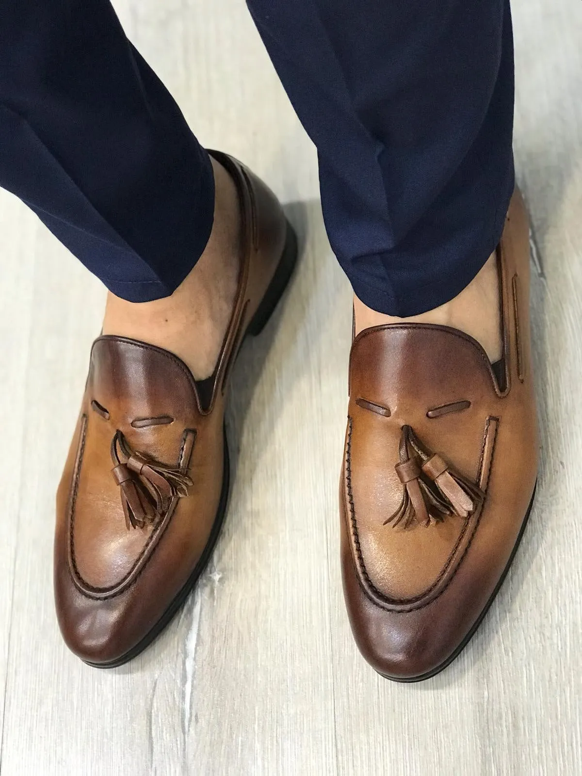 Tassel Leather Brown Loafers