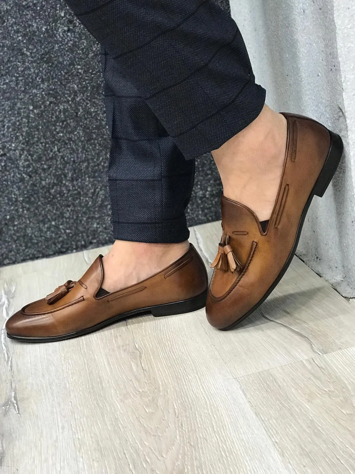 Tassel Leather Brown Loafers