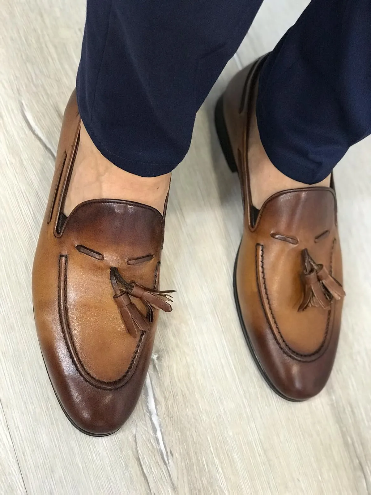 Tassel Leather Brown Loafers