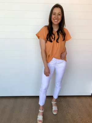 The Reese High Rise FabAb Ankle Jean - Optic White
