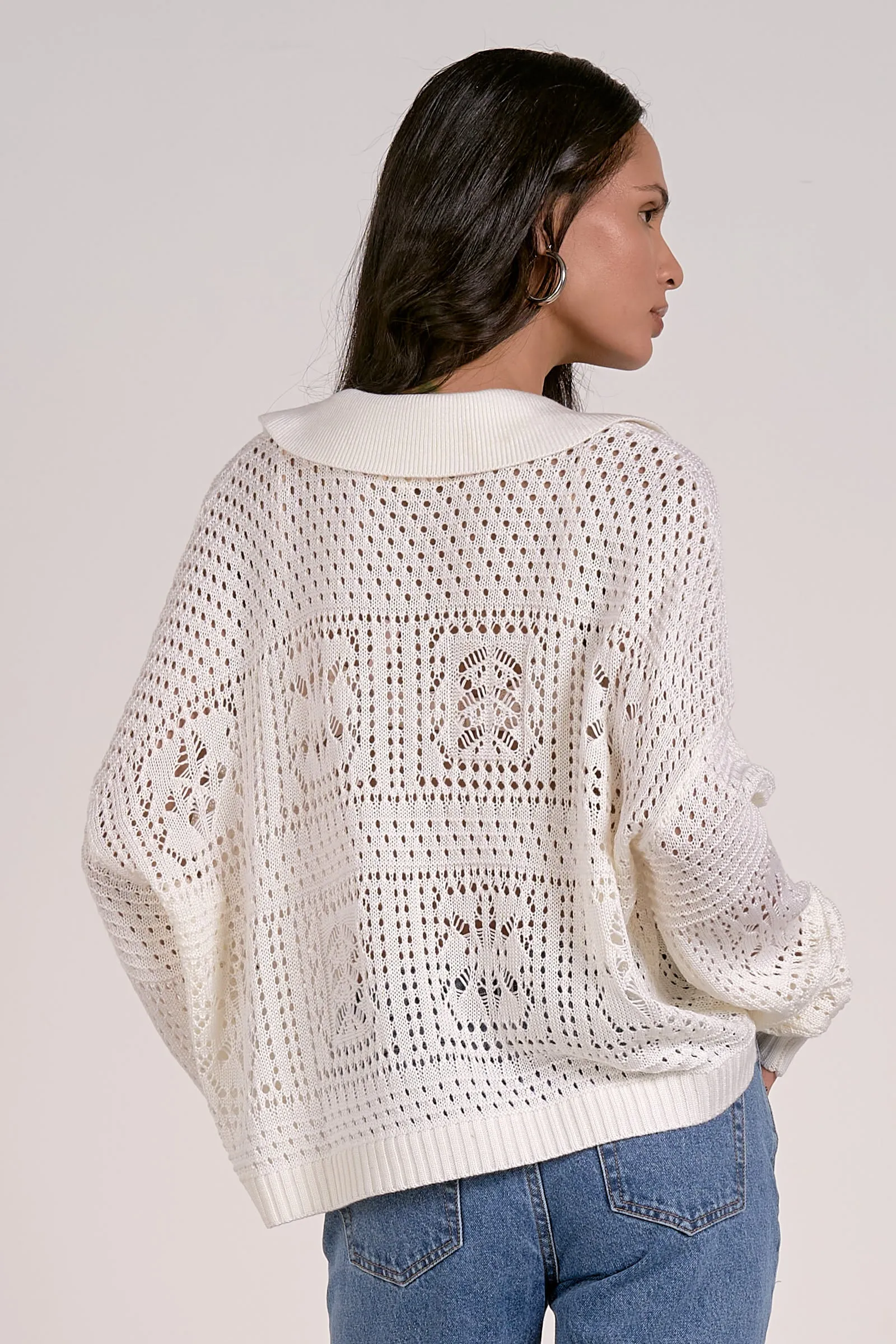 The Willa Collared Crochet Sweater