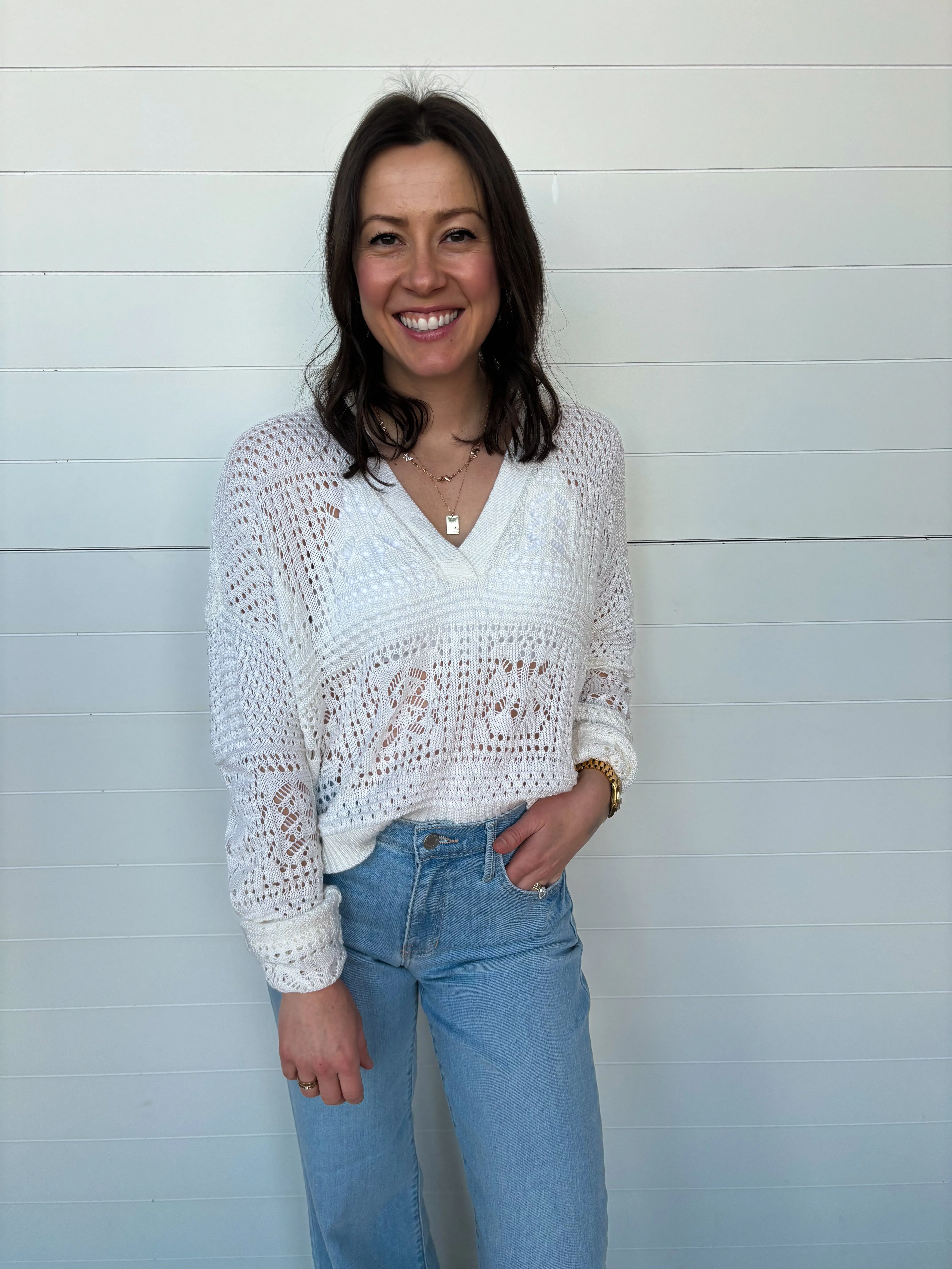 The Willa Collared Crochet Sweater