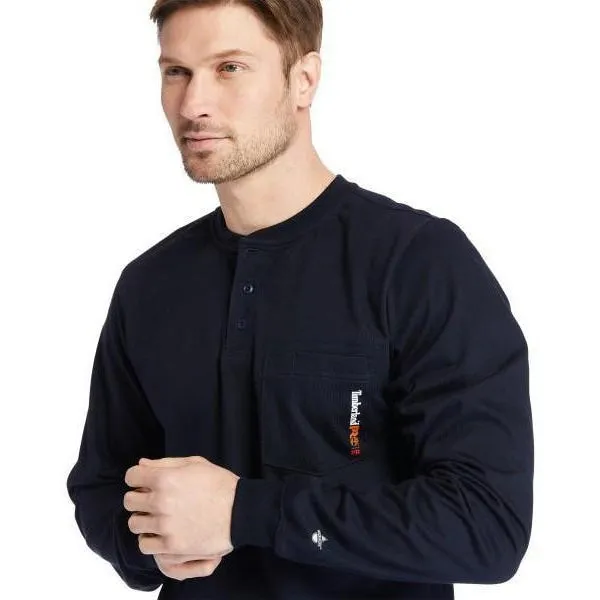 Timberland Pro Men's Flame Resistant Long Sleeve Work Henley - Navy - TB0A23P4410