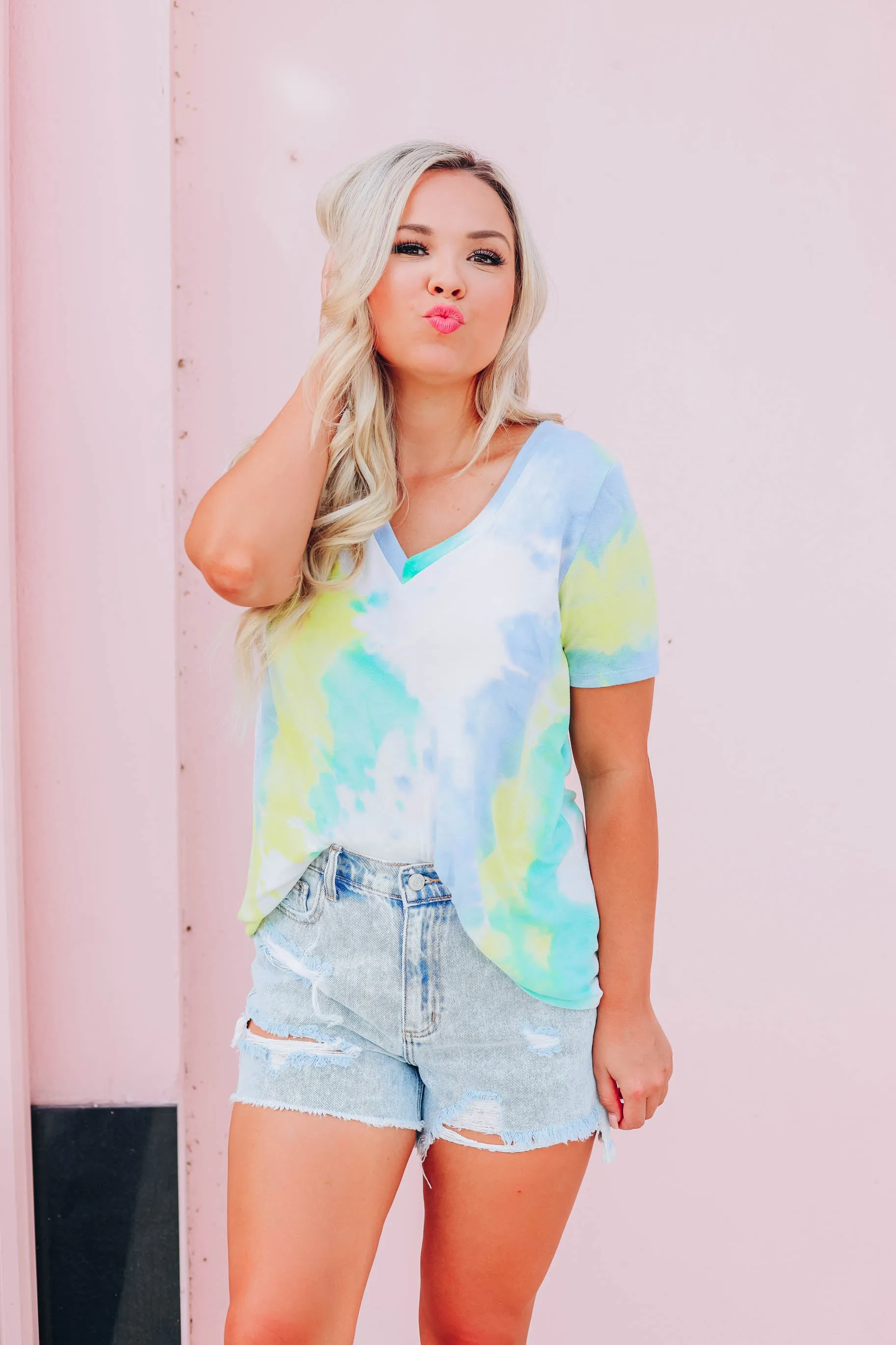 Time For Tie Dye Top - Mint Multi