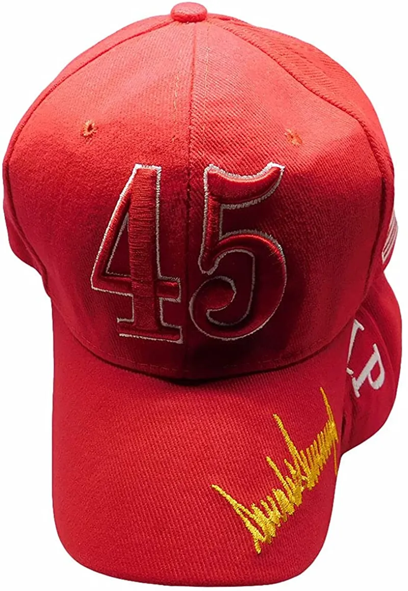 Trump  Embroidered  on back Red 45 Signature Bill100% Cotton Hat Cap