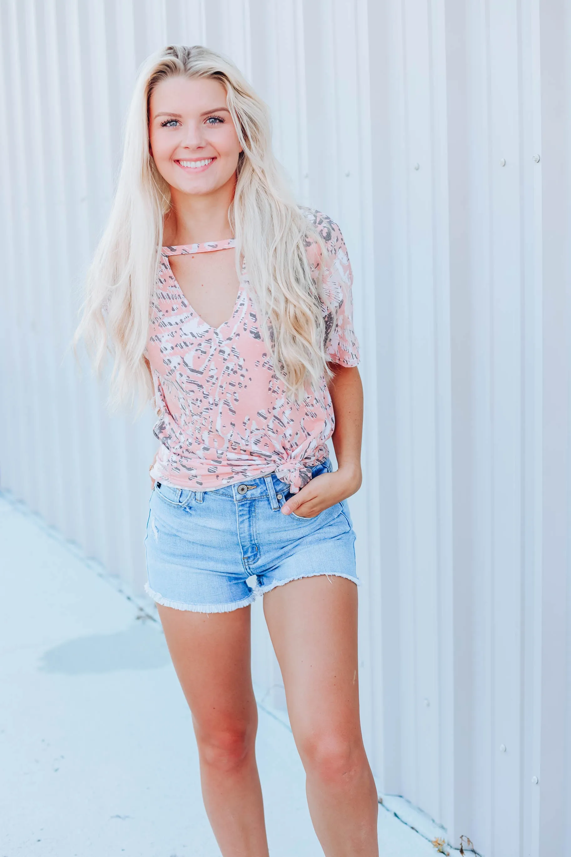 Variegated Leopard Top - Blush