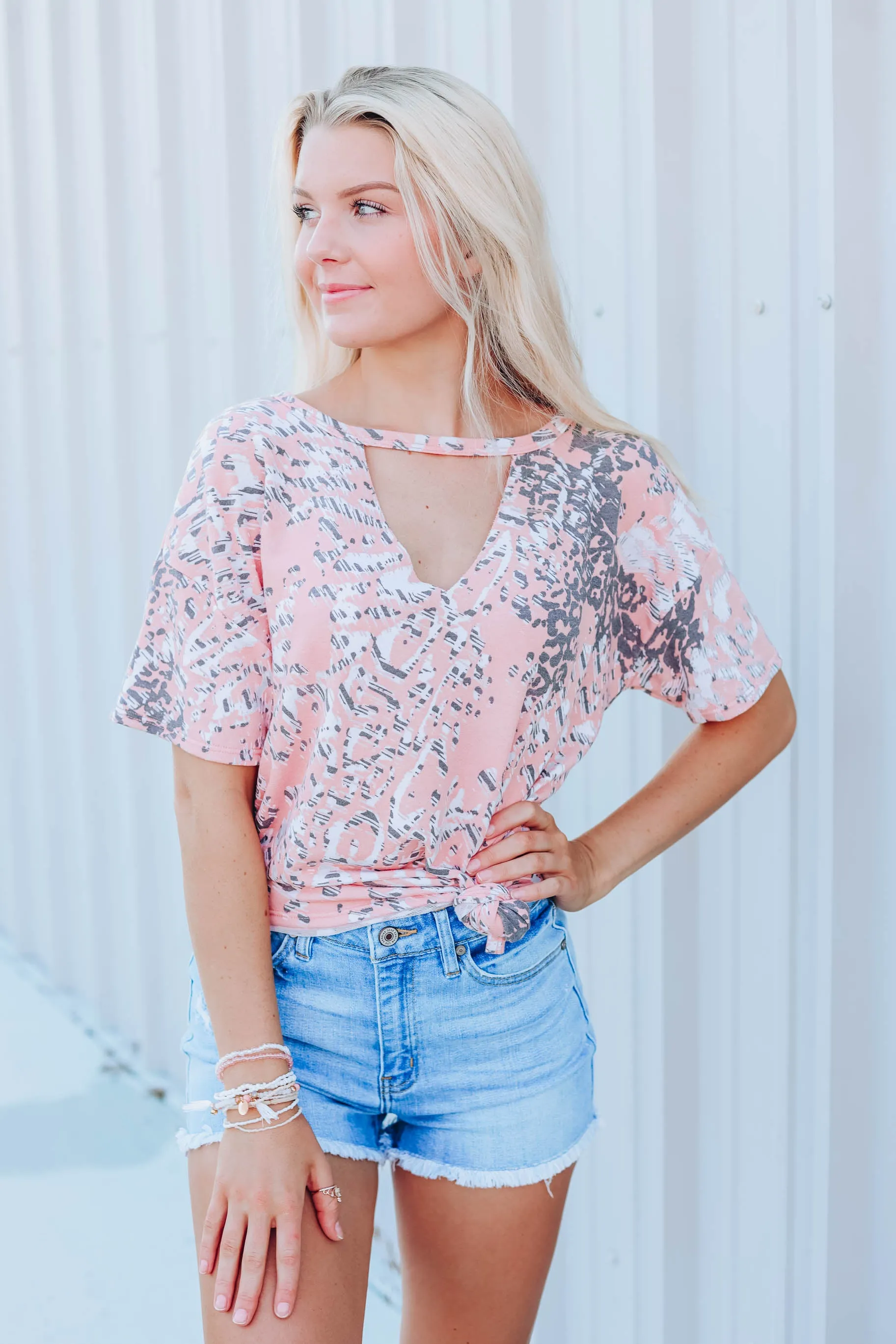 Variegated Leopard Top - Blush