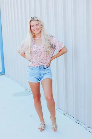 Variegated Leopard Top - Blush