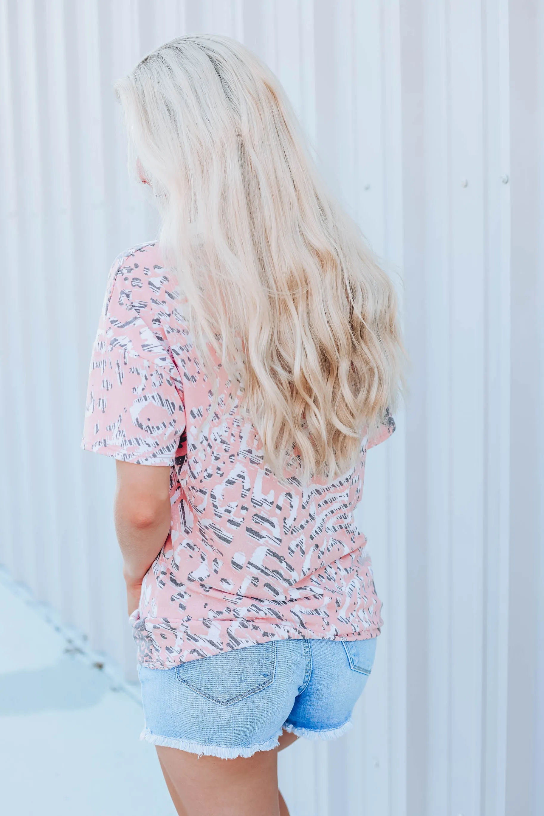 Variegated Leopard Top - Blush