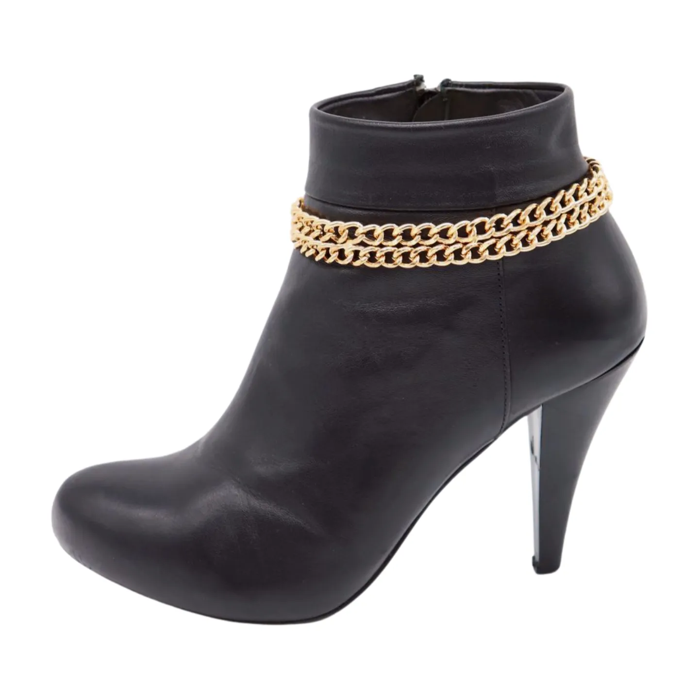 Women Gold Metal Chain Double Strand Boot Bracelet Shoe Charm