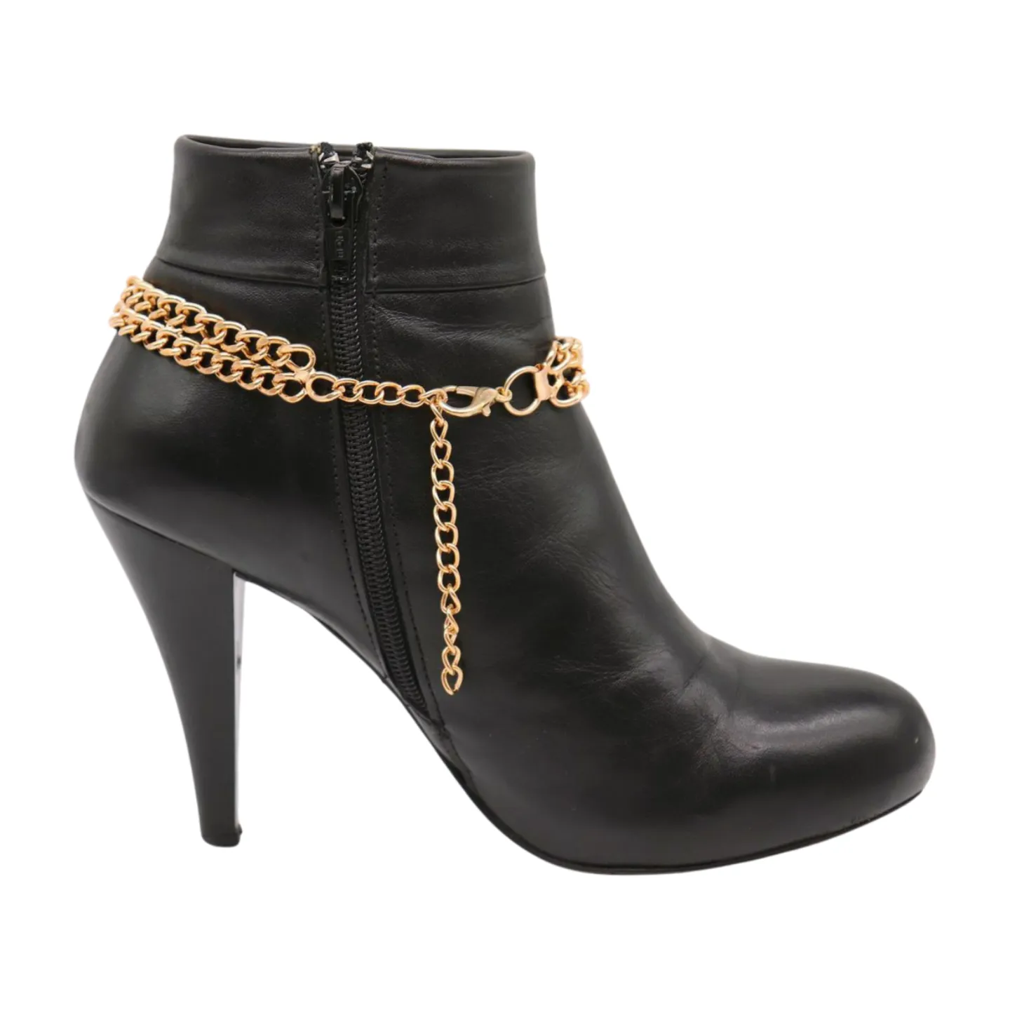 Women Gold Metal Chain Double Strand Boot Bracelet Shoe Charm