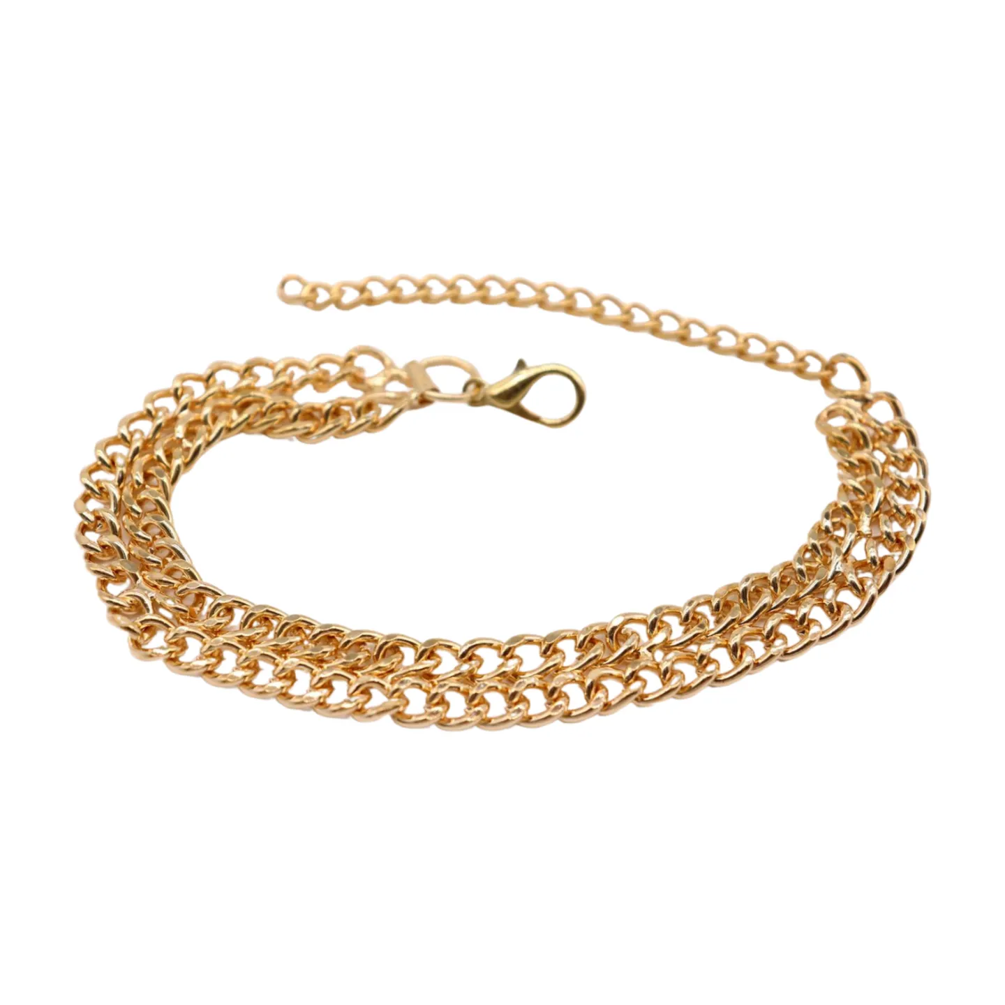 Women Gold Metal Chain Double Strand Boot Bracelet Shoe Charm