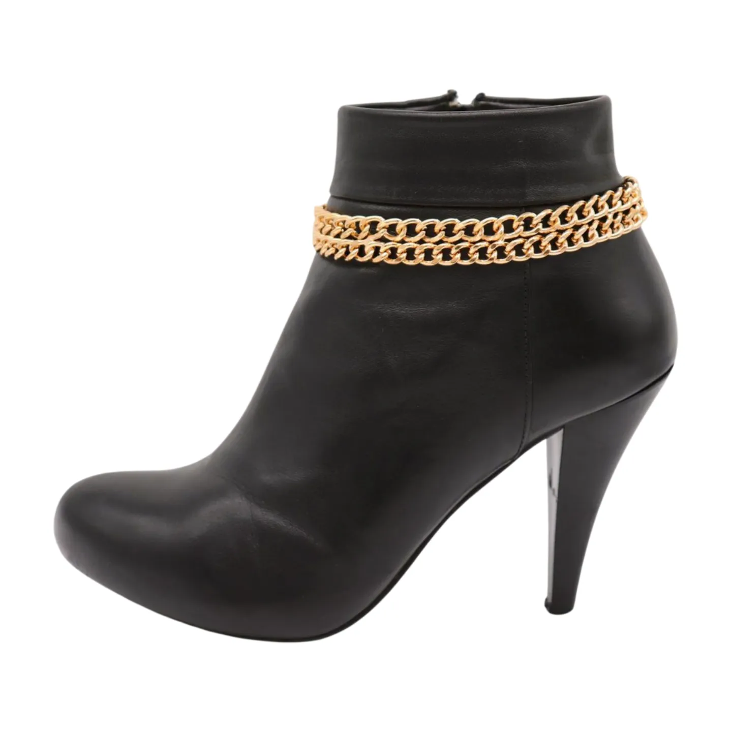 Women Gold Metal Chain Double Strand Boot Bracelet Shoe Charm