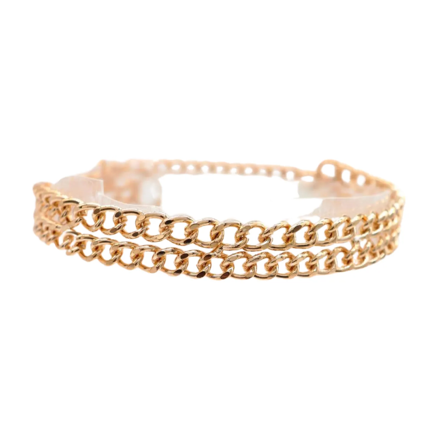 Women Gold Metal Chain Double Strand Boot Bracelet Shoe Charm