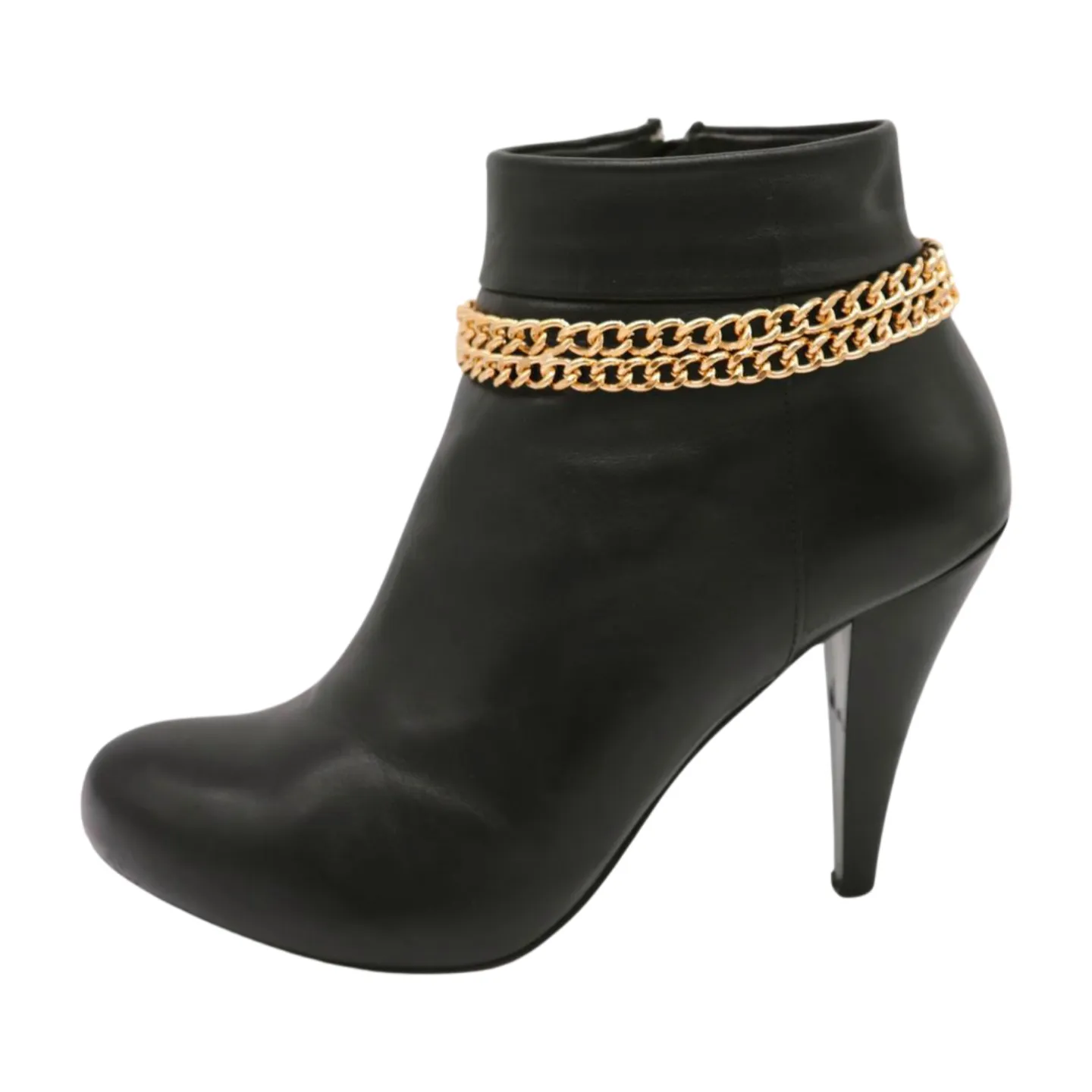 Women Gold Metal Chain Double Strand Boot Bracelet Shoe Charm