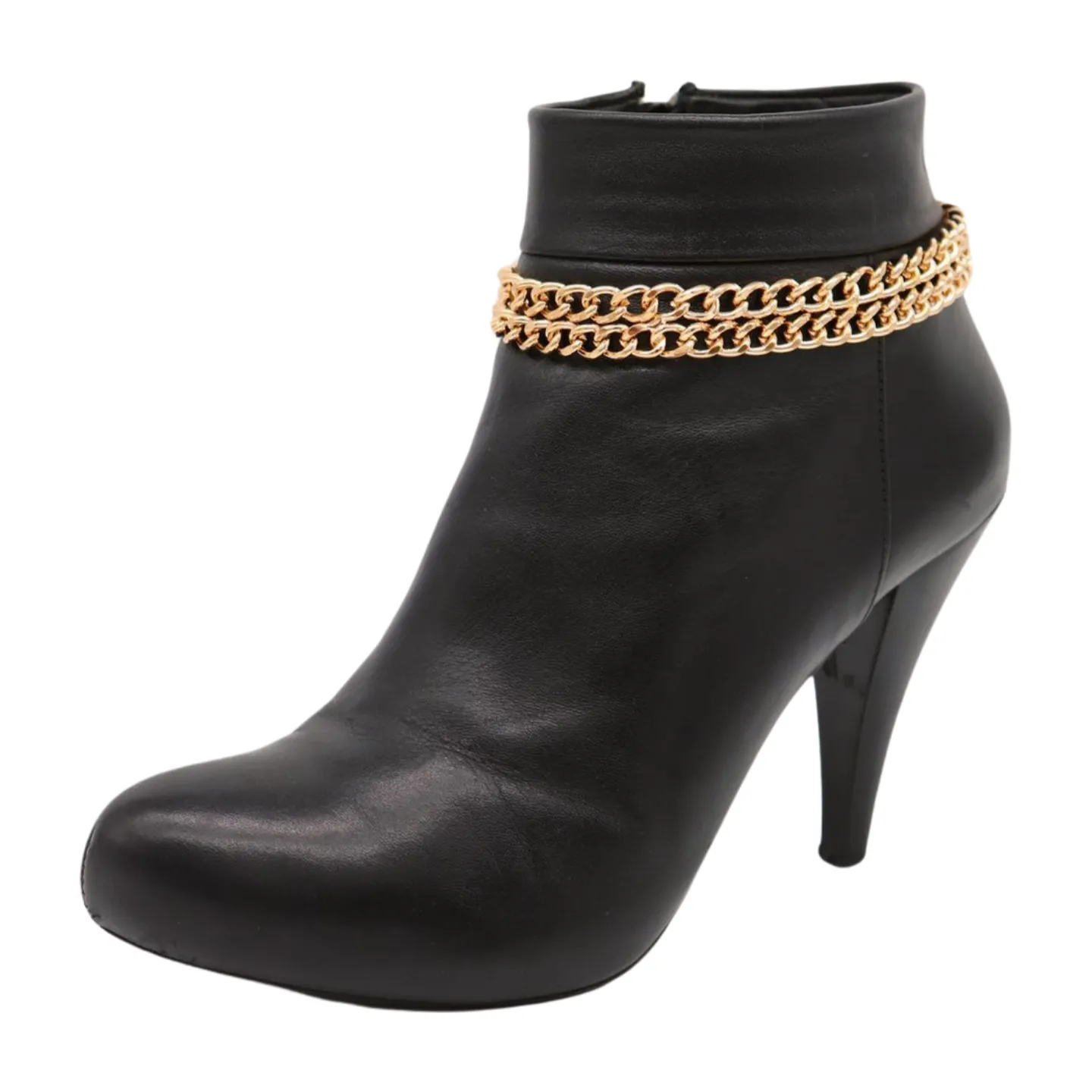 Women Gold Metal Chain Double Strand Boot Bracelet Shoe Charm