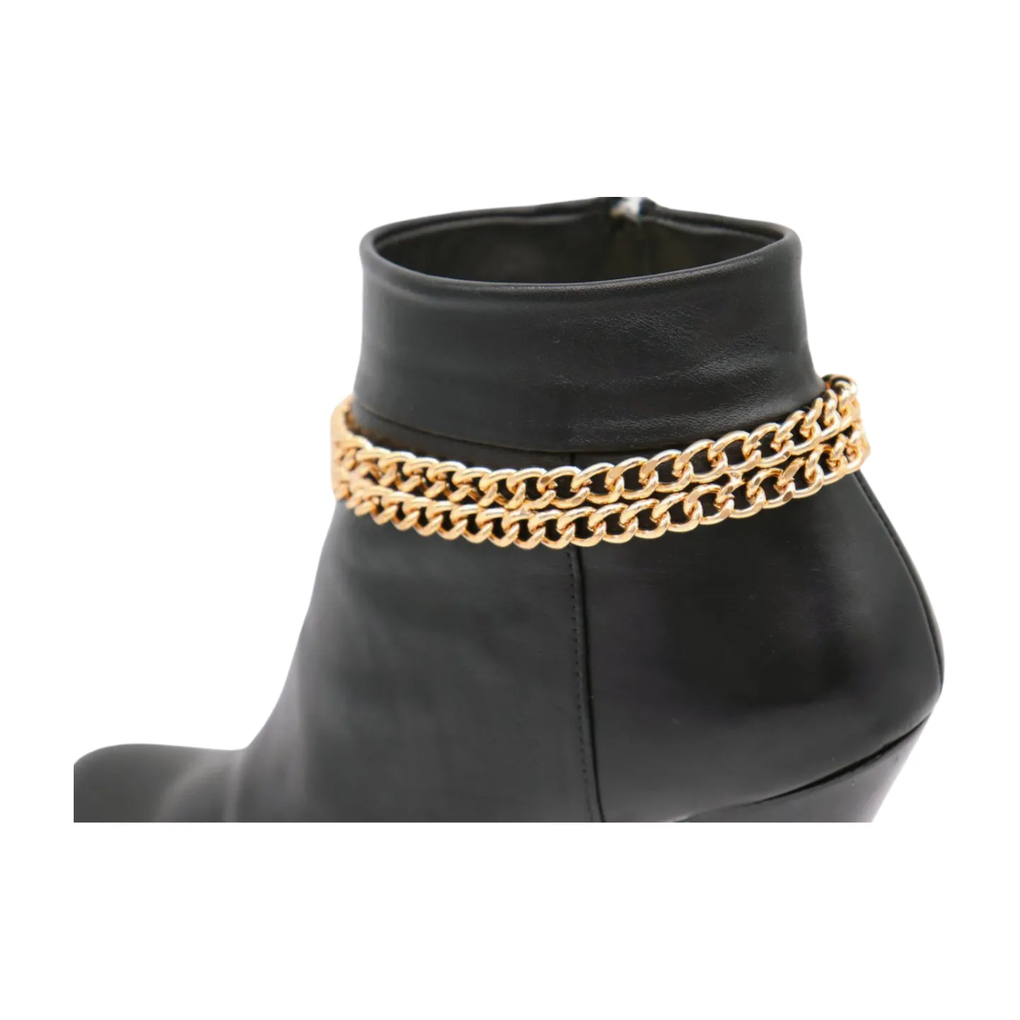 Women Gold Metal Chain Double Strand Boot Bracelet Shoe Charm