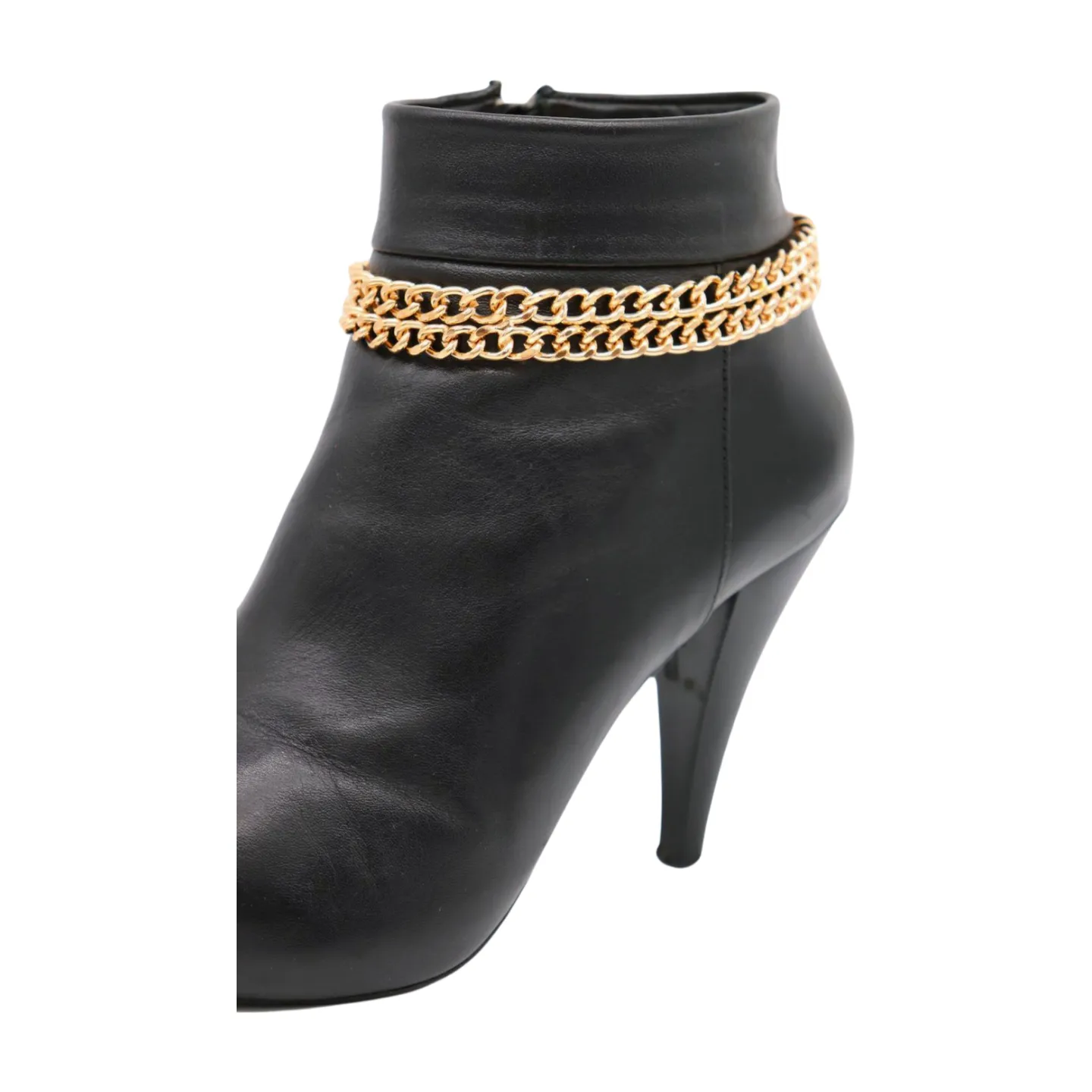 Women Gold Metal Chain Double Strand Boot Bracelet Shoe Charm