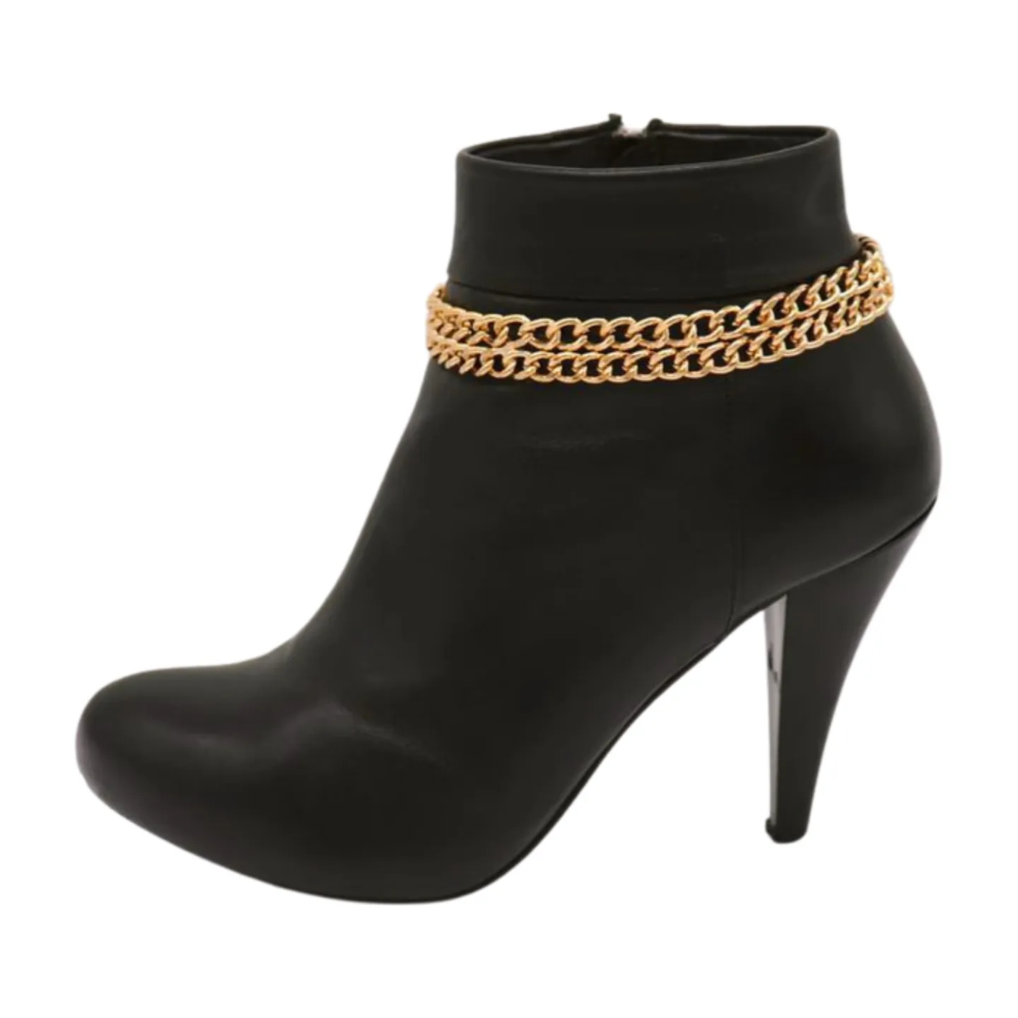 Women Gold Metal Chain Double Strand Boot Bracelet Shoe Charm