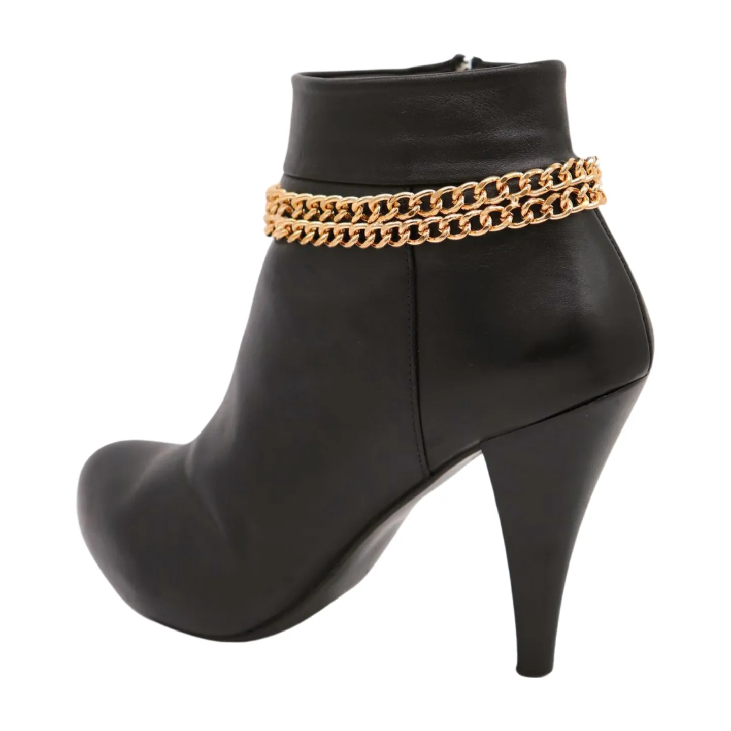 Women Gold Metal Chain Double Strand Boot Bracelet Shoe Charm