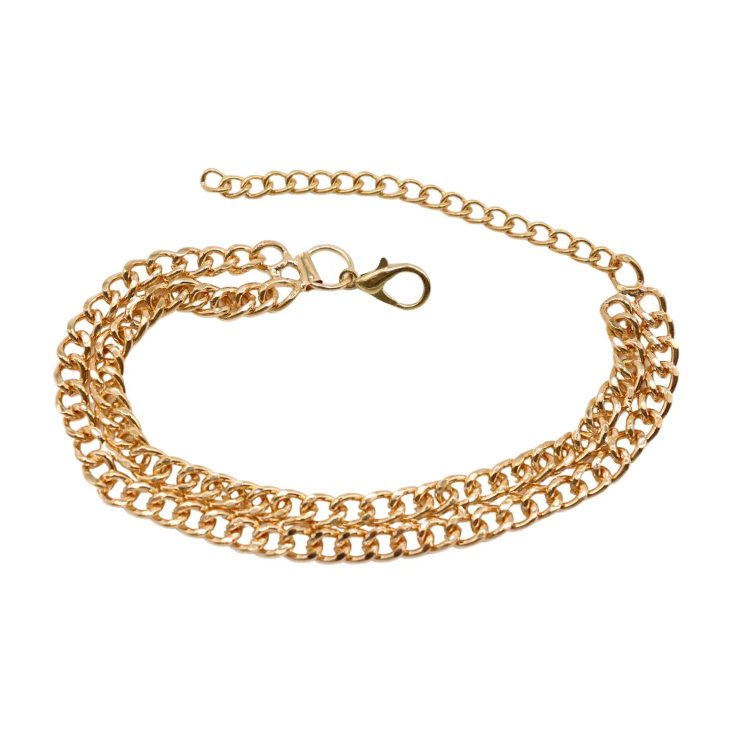 Women Gold Metal Chain Double Strand Boot Bracelet Shoe Charm