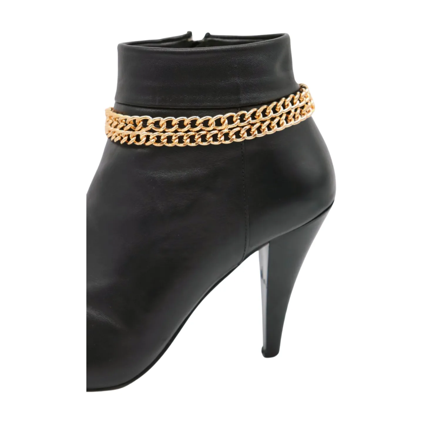 Women Gold Metal Chain Double Strand Boot Bracelet Shoe Charm
