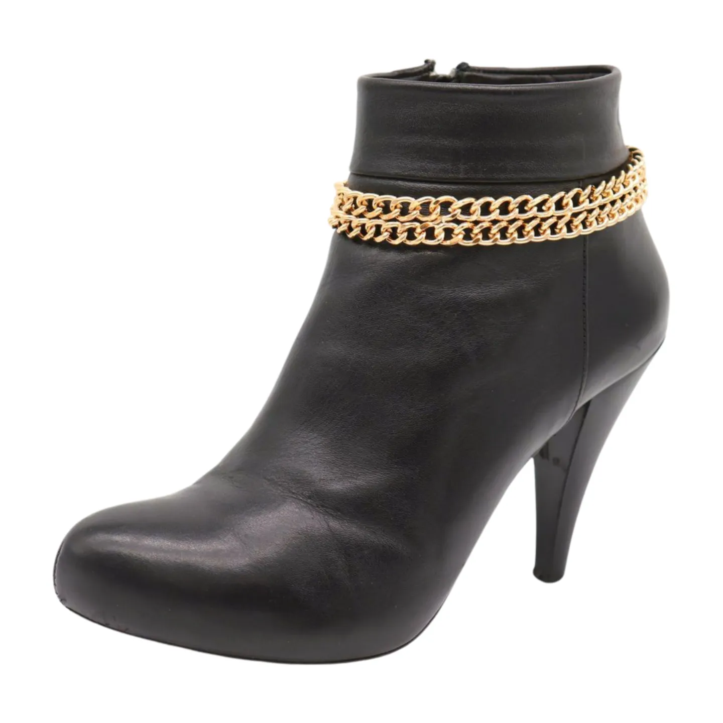 Women Gold Metal Chain Double Strand Boot Bracelet Shoe Charm