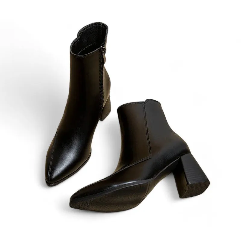 Women's Classic Ankle Boots | Block Heel, Side Zip Closure, Comfortable Fit, Durable Material