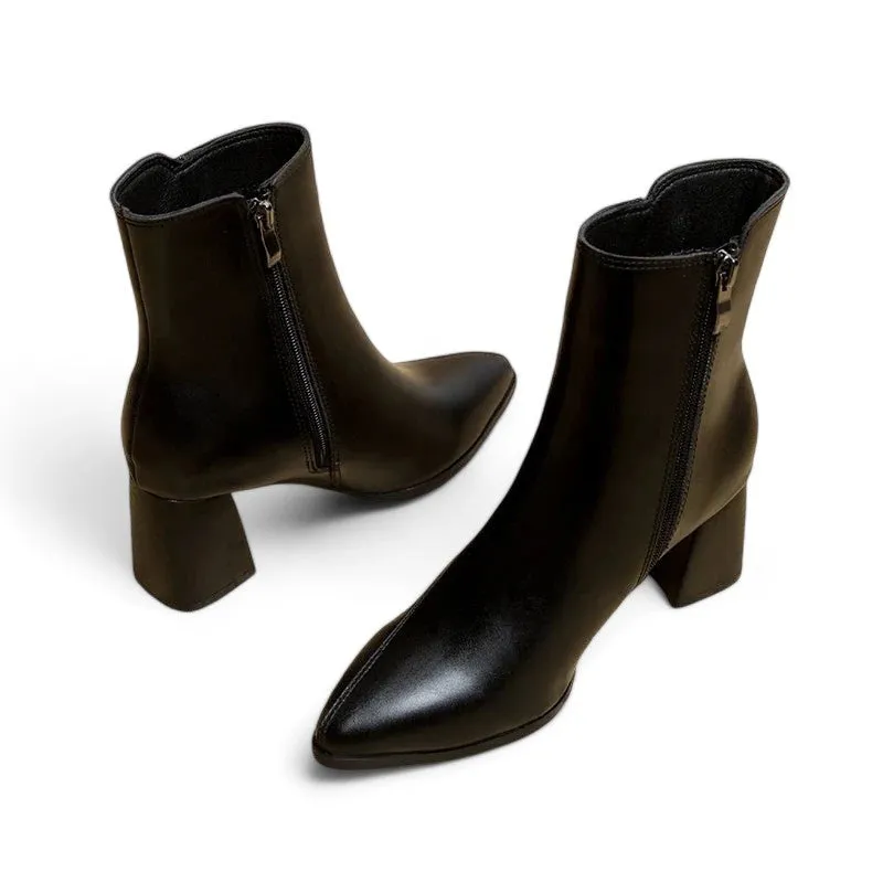 Women's Classic Ankle Boots | Block Heel, Side Zip Closure, Comfortable Fit, Durable Material