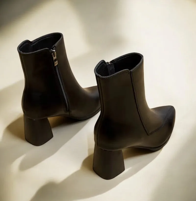 Women's Classic Ankle Boots | Block Heel, Side Zip Closure, Comfortable Fit, Durable Material