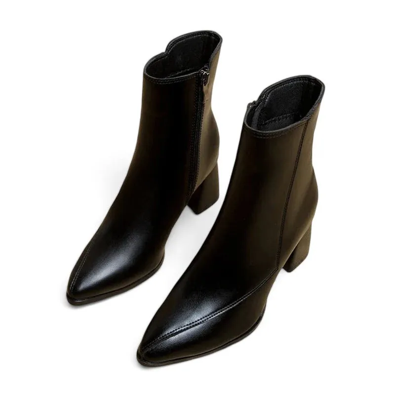 Women's Classic Ankle Boots | Block Heel, Side Zip Closure, Comfortable Fit, Durable Material
